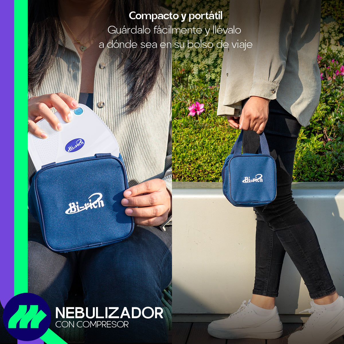 Accesorios del Nebulizador Médico Portátil Azul para Adulto e Infantil: taza nebulizadora, boquilla, nariguera y filtros de repuesto.