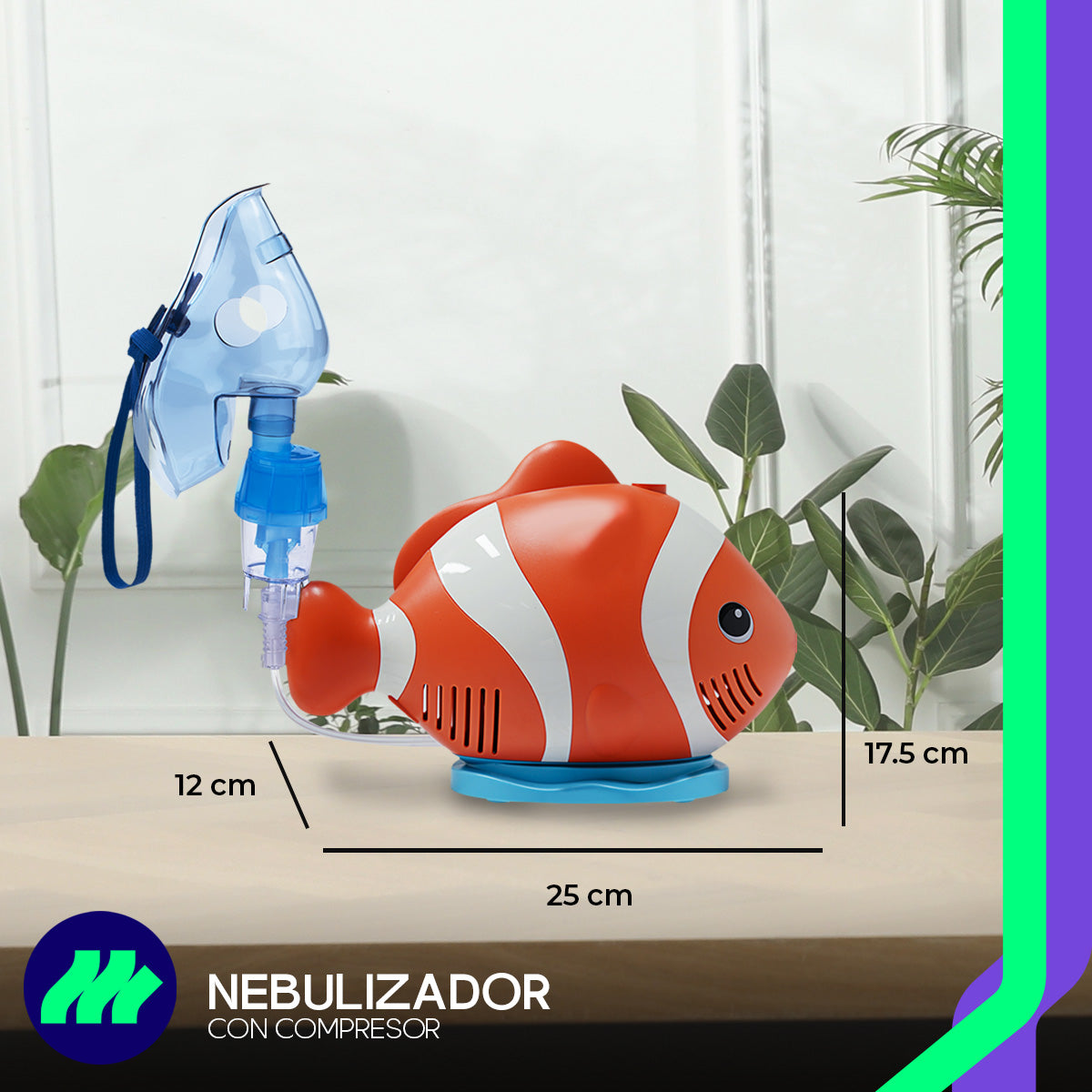 Nebulizador Médico Portátil Silencioso Adulto e Infantil Pez, uso seguro y efectivo para toda la familia, pediátrico y adulto.