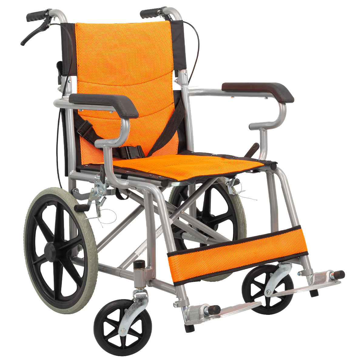 Silla de Ruedas Plegable con frenos de chicote y palanca.