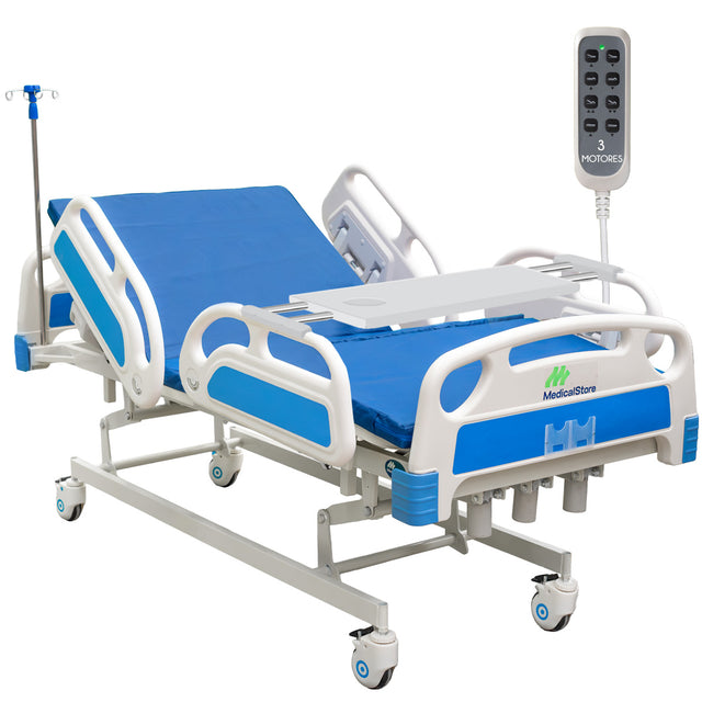 Cama Hospitalaria Eléctrica con colchón seccionado y control remoto