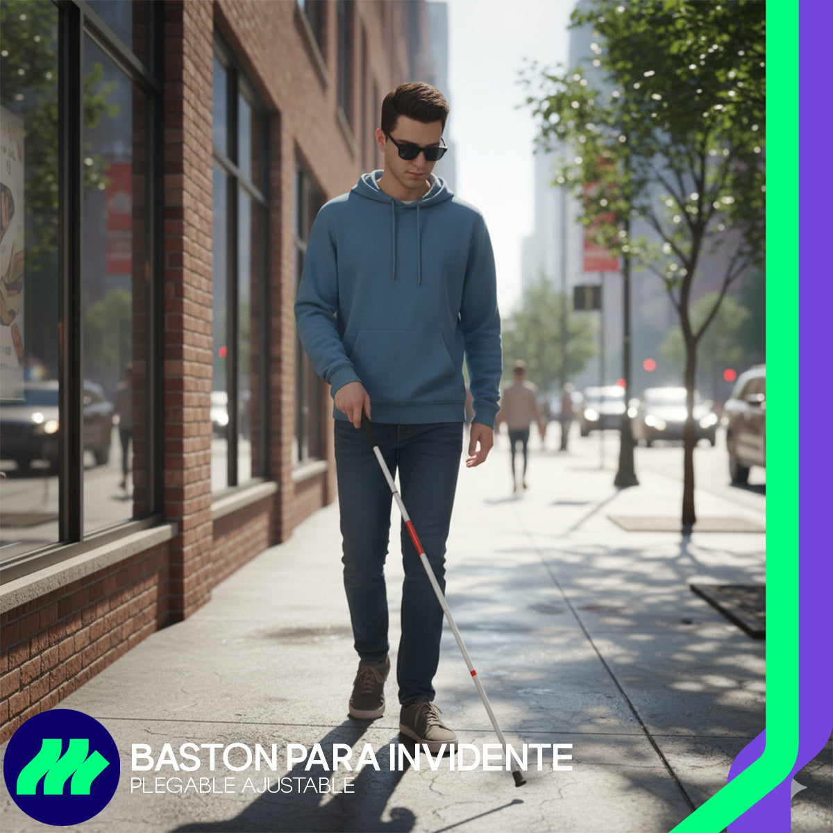 Regatón plano antiderrapante que ofrece estabilidad y buen contacto con diferentes superficies interiores y exteriores.