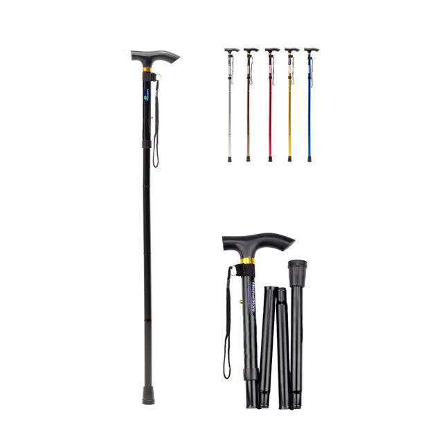 Bastón plegable ajustable de aluminio Medical Store con diseño elegante y ligero, ideal para apoyo diario y movilidad segura.