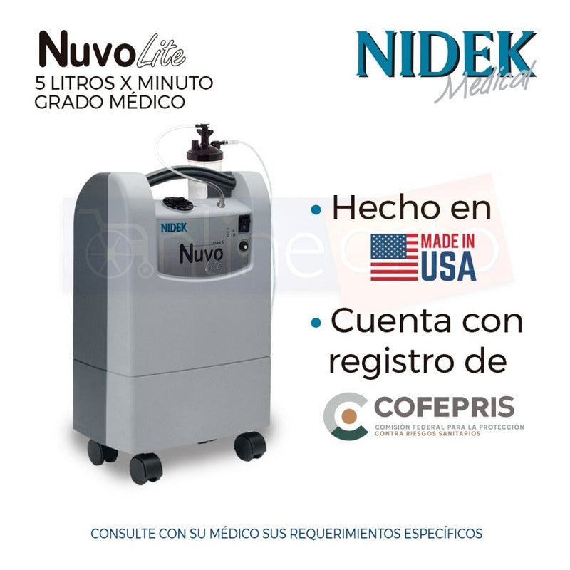 Concentrador De Oxigeno 5 L Nidek Con Nebulizador