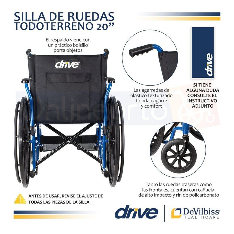 Silla De Ruedas Blue Streak De Lujo Marca Drive Medical