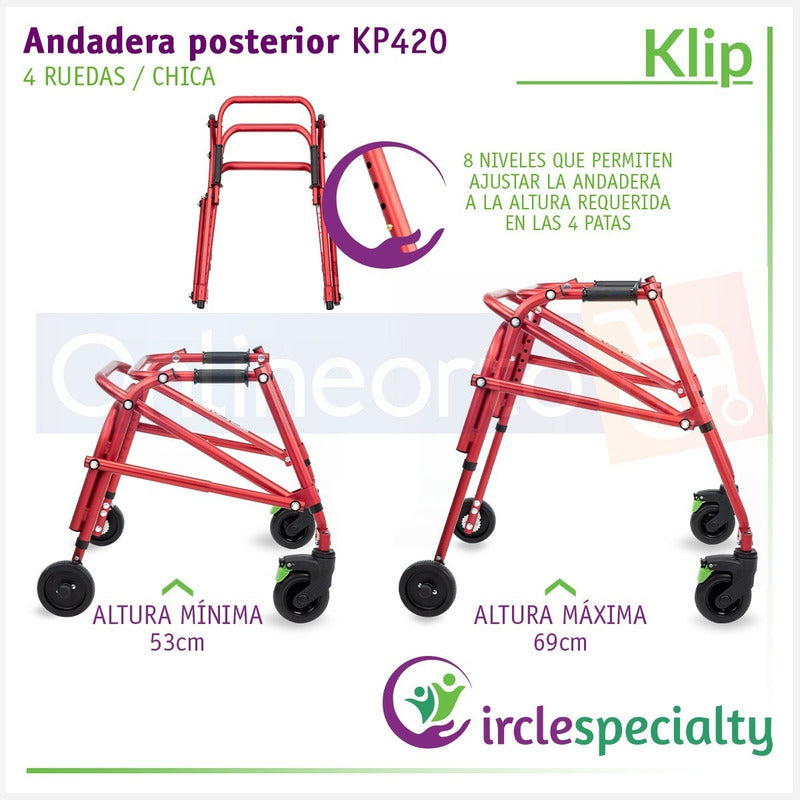 Andadera Posterior Klip Especializada Chica 4 Ruedas