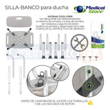 Silla Ducha Baño Respaldo Aluminio Altura Ajustable Drive