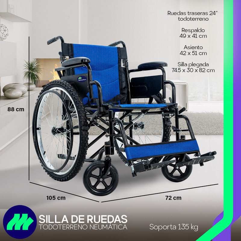 Silla De Ruedas Plegable Todo Terreno Neumática