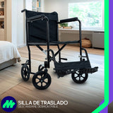 Silla De Ruedas Traslado Plegable Ligera Compacta Freno