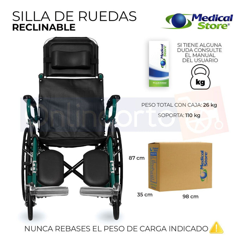 Silla De Ruedas Reclinable Marca Medical Store Envio Gratis