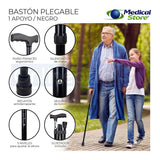 Baston Plegable Con Altura Ajustable Marca Medical Store