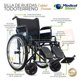 Silla De Ruedas Traslado Neumática Todo Terreno Ligera