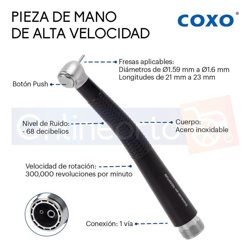 Pieza De Mano Dental Alta Velocidad Push Boton Colores