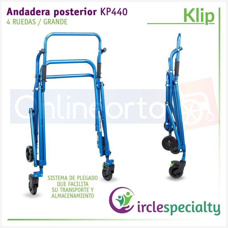 Andadera Posterior Klip Especializada Grande 4 Ruedas