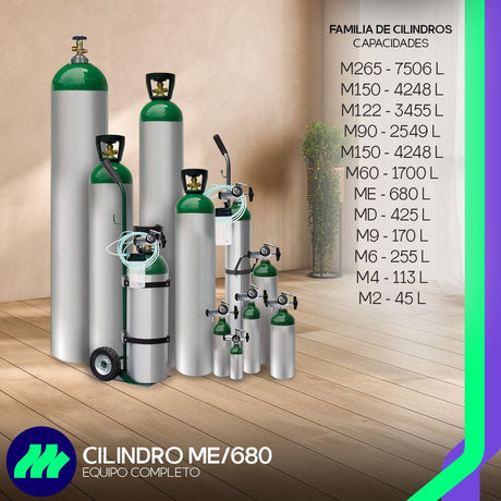 Tanque De Oxigeno 680 Lts Portatil Carrito Kit Completo