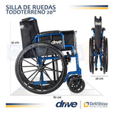 Silla De Ruedas Descansabrazos Y Descansapies 20  De Lujo Marca Drive Medical Color Azul Marino