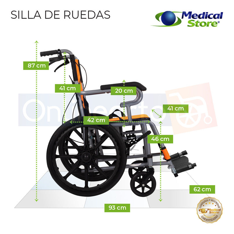 Silla De Ruedas Traslado Acero  Ligera Todo Terreno Plegable