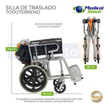 Silla De Ruedas Traslado Plegable Ligera  Freno Compacta