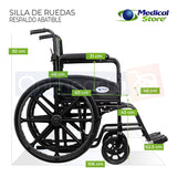 Silla De Ruedas Ligera Traslado Plegable Compacta Con Freno