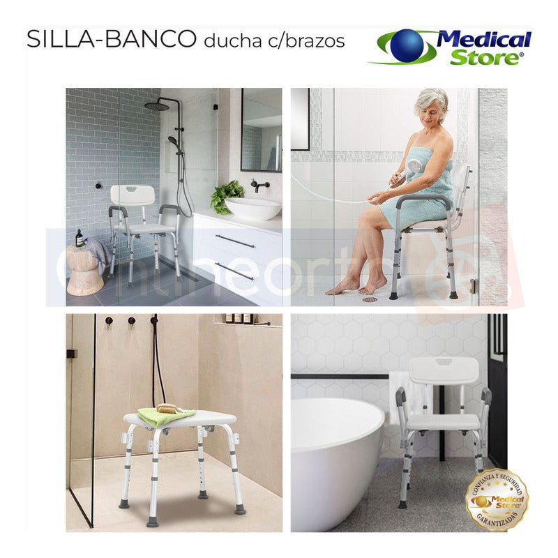 Silla Ducha Baño Ajustable Brazos Respaldo Drive Envio Grat.