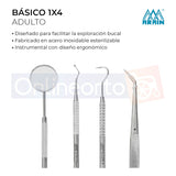 Kit Básico 1x4 Instrumental Acero Inoxidable Dental