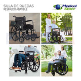 Silla De Ruedas Ligera Traslado Plegable Compacta Con Freno