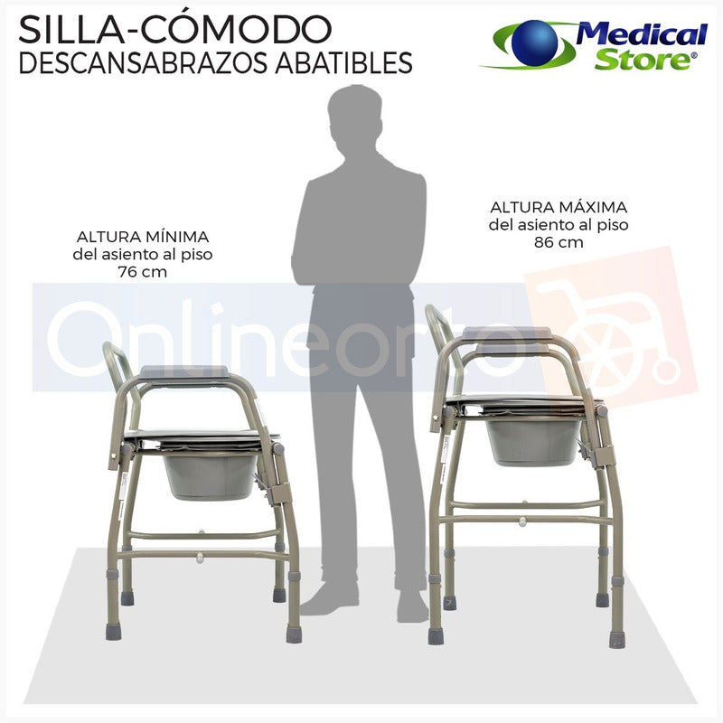 Silla Comodo Aumento Ducha Para Wc Baño 3 En 1 Medical Store