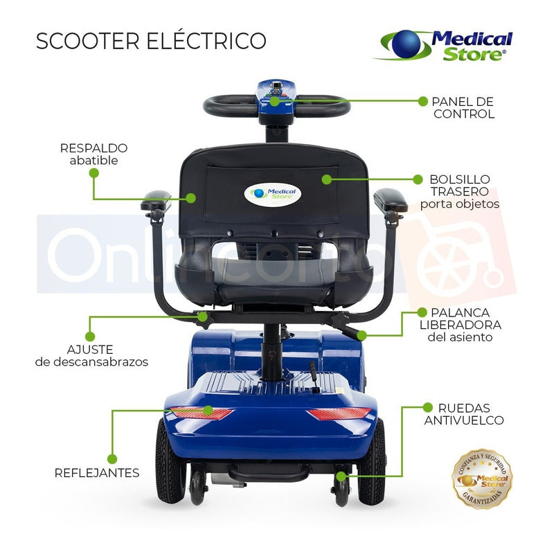 Silla De Ruedas Scooter Eléctrico  4 Ruedas Plegable Luz Led