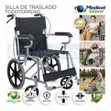 Silla De Ruedas Ligera  Plegable Traslado Compacta Con Freno