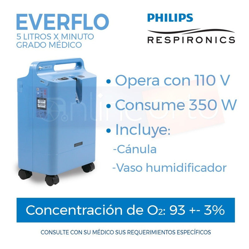 Concentrador Philips 5lt + Tanque Oxigeno 682lt Equipo Comp