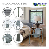 Silla Comodo Aumento Ducha Para Baño Plegable 3 En 1 Drive