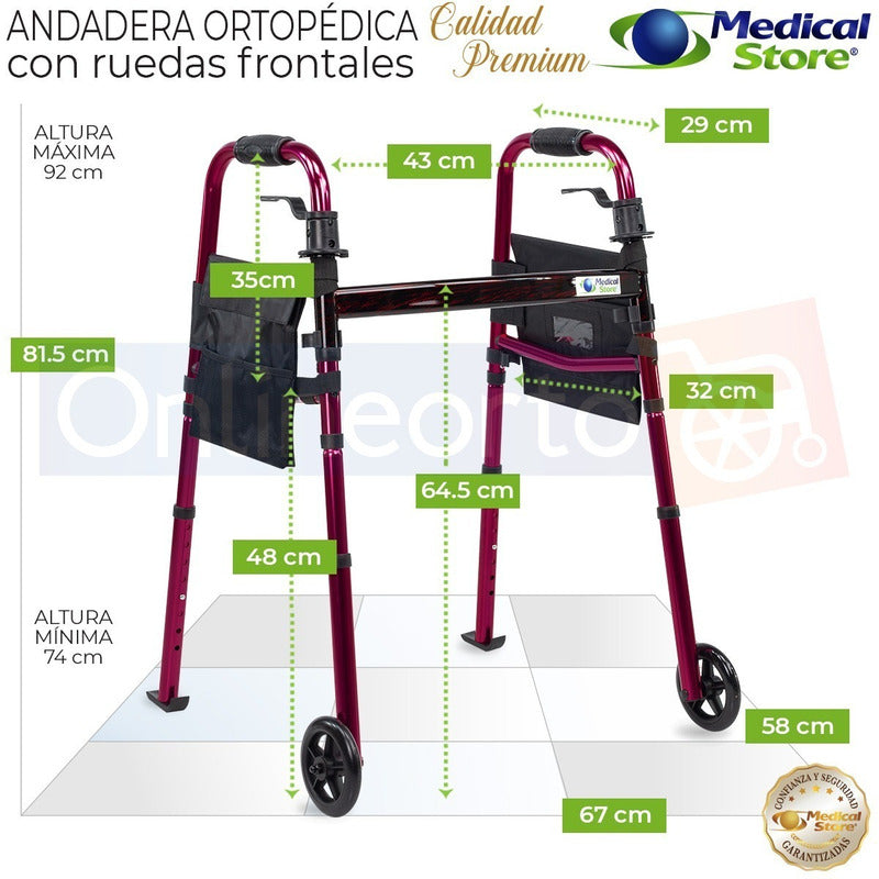 Andadera Ortopedica Adulto Con Ruedas Abatible Ajustable