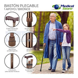 Baston Plegable Con Altura Ajustable Marca Medical Store