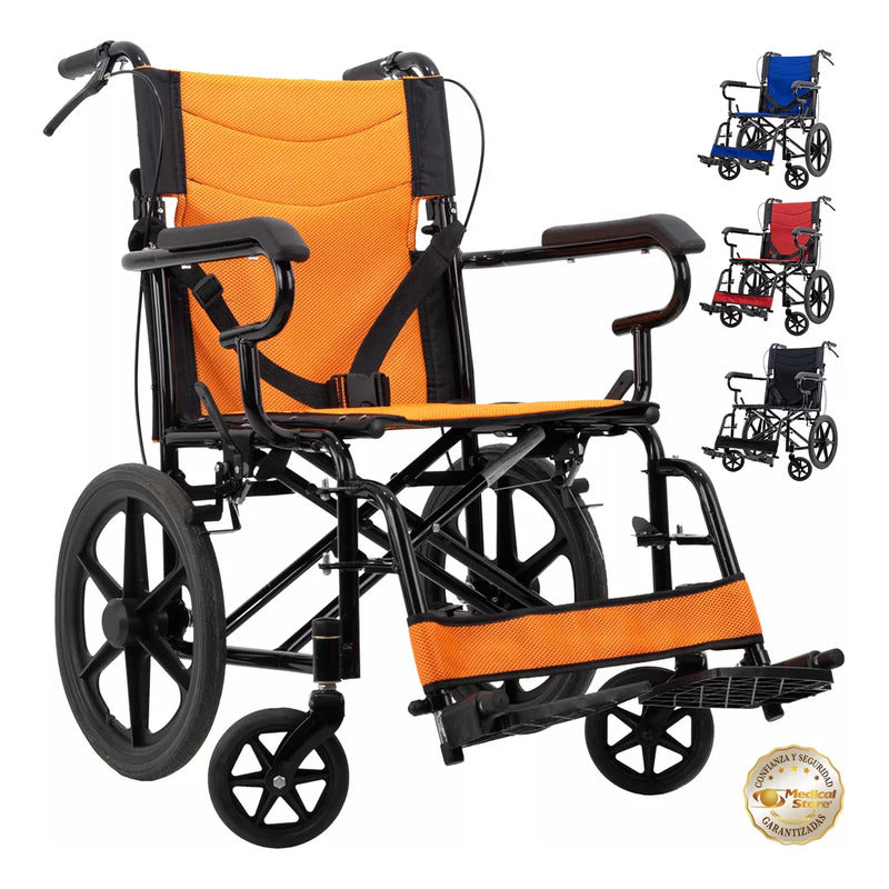Silla De Ruedas Traslado Ligera Compacta Gris Medical Store