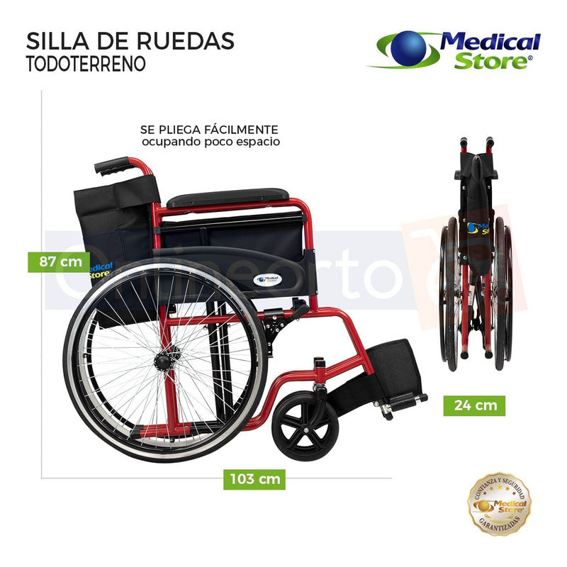 Silla De Ruedas Traslado Ligera Compacta Gris Medical Store