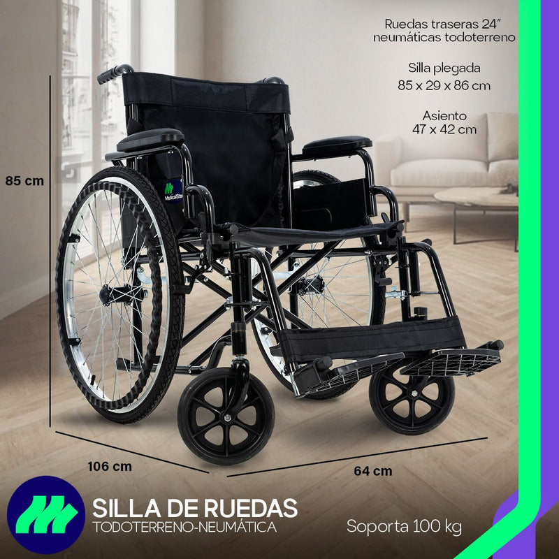 Silla De Ruedas Plegable Llanta Neumatic Todoterreno Thunder