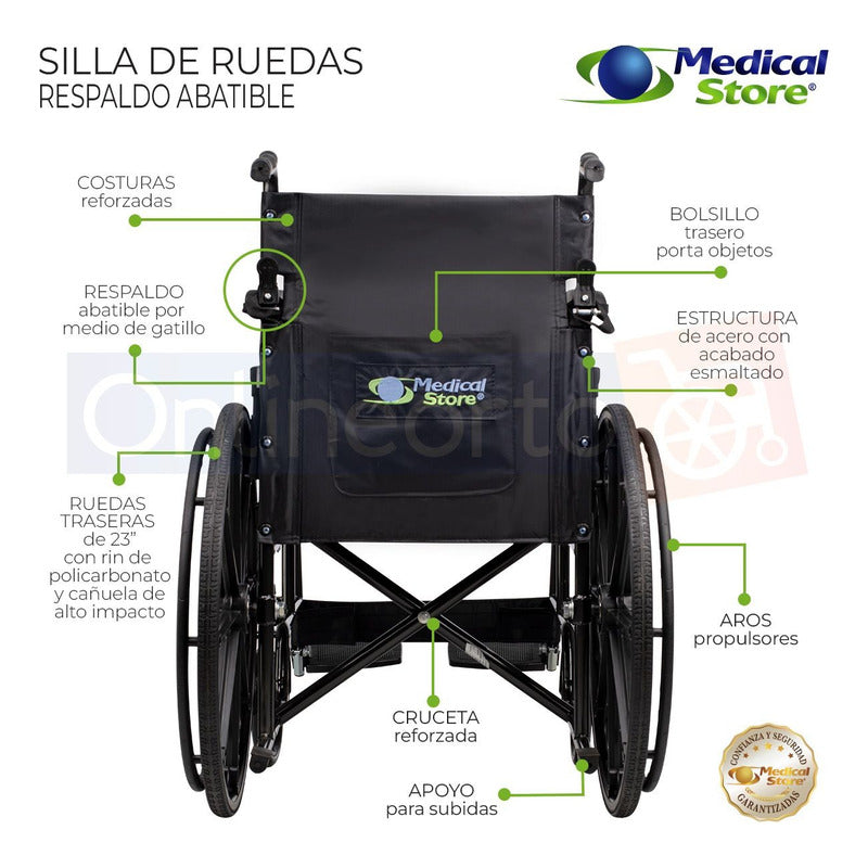 Silla De Ruedas Ligera Traslado Plegable Compacta Con Freno