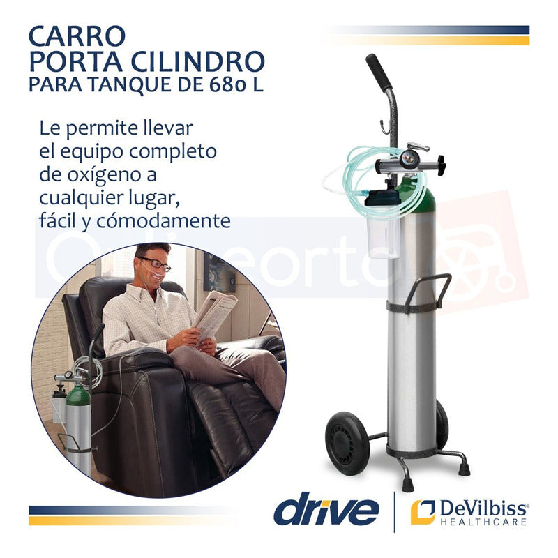 Carrito Porta Cilindro Drive Medical De Oxigeno 680 Litros