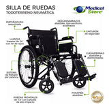 Silla Plegable De Ruedas Neumática Con Descansapiés