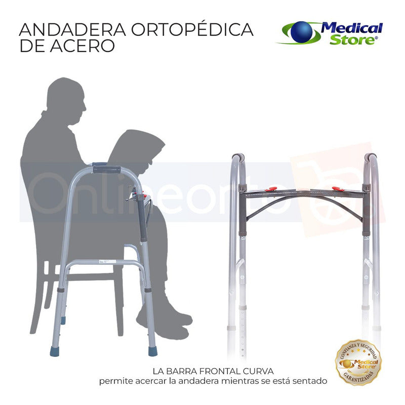 Andadera Ortopédica Acero Plegable Ajustable  Adulto