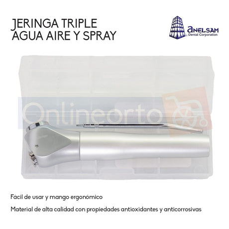 Jeringa Triple Dental Agua Aire Spray Acero Inoxidable