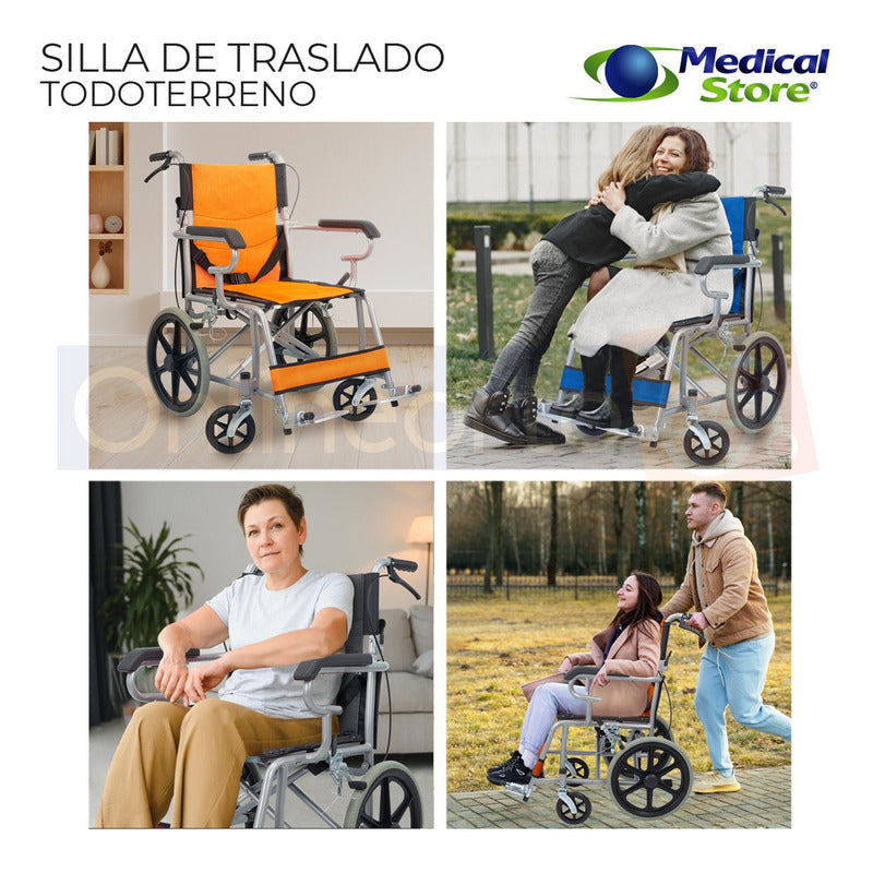 Silla De Ruedas Traslado Plegable Ligera  Freno Compacta