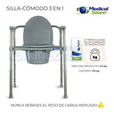 Silla Comodo Aumento Ducha Para Baño Plegable 3 En 1 Drive