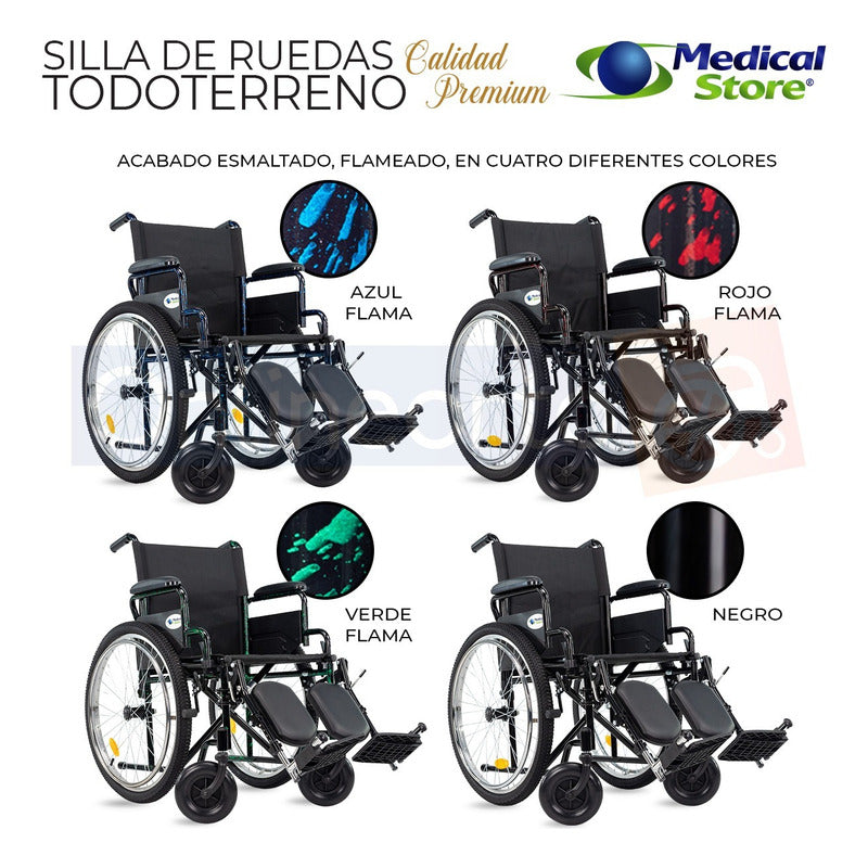 Silla De Ruedas Neumática Traslado Plegable Todo Terreno