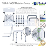 Silla Ducha Baño Ajustable Brazos Respaldo Drive Envio Grat.