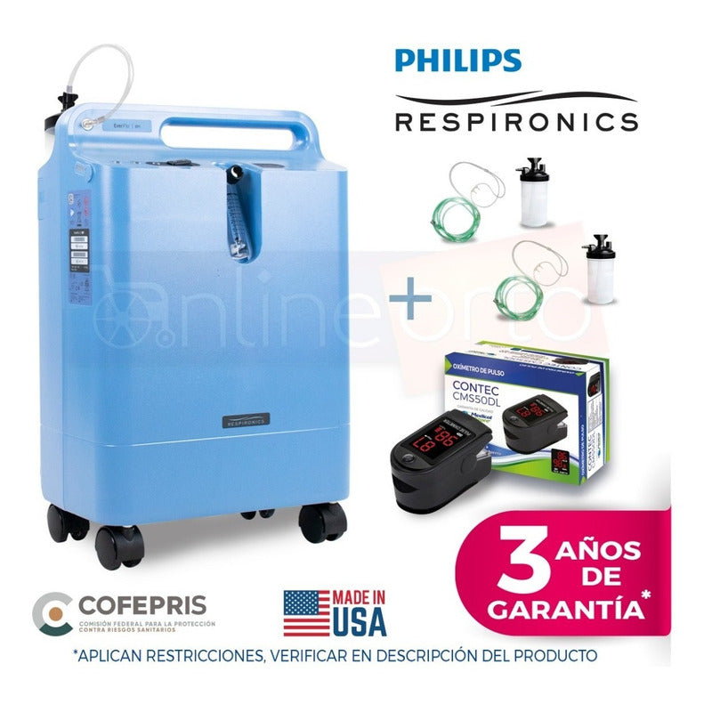 Concentrador De Oxígeno 5lts Philips Respironics + Oximetro