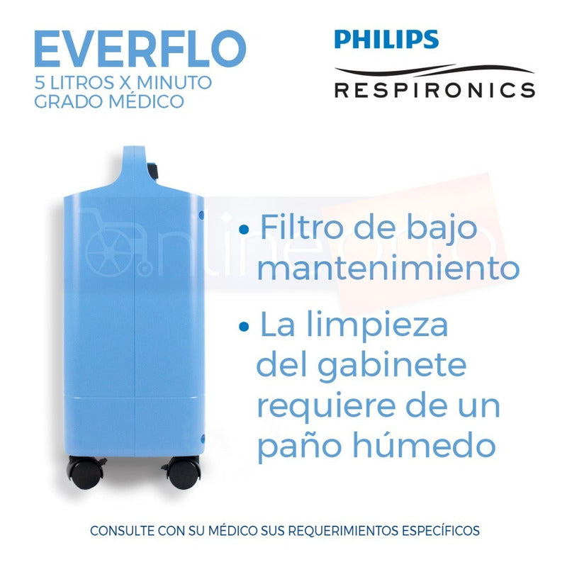 Concentrador Oxígeno 5lts Philips Respironics + Inspirómetro