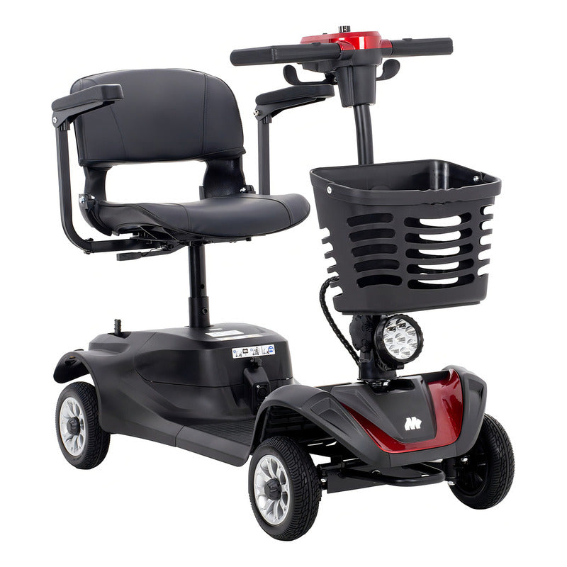 Silla De Ruedas Eléctrica Scooter 4 Ruedas Antivuelco Reversa Luces Led Descansabrazos Plegables Y Ajustables Asiento 360°