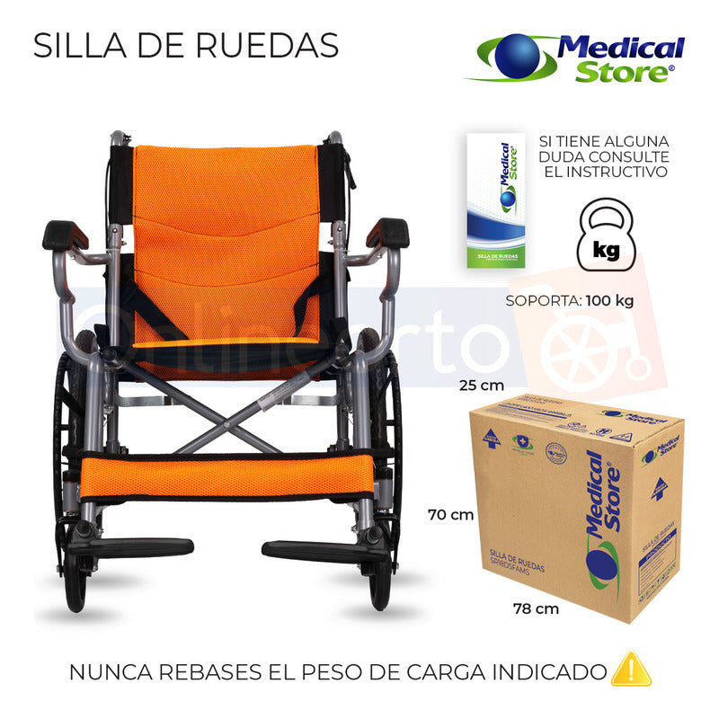 Silla De Ruedas Traslado Acero  Ligera Todo Terreno Plegable