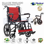 Silla De Ruedas Ligera Traslado Plegable Compacta Con Freno