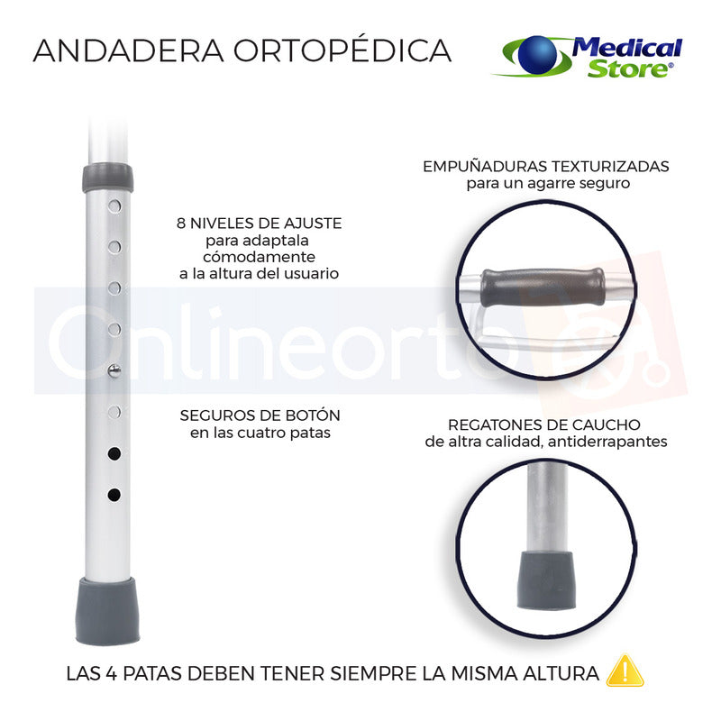 Andadera Aluminio Ortopedica Plegable Reforzada Adulto Drive